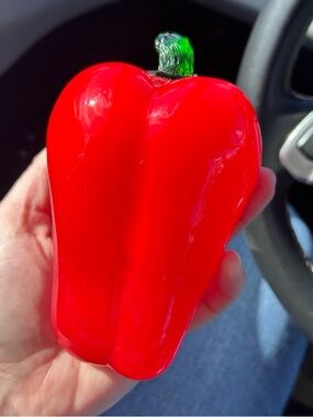 Hand-Blown Vintage MCM Art Glass Red Pepper Hand Blown Italian Style